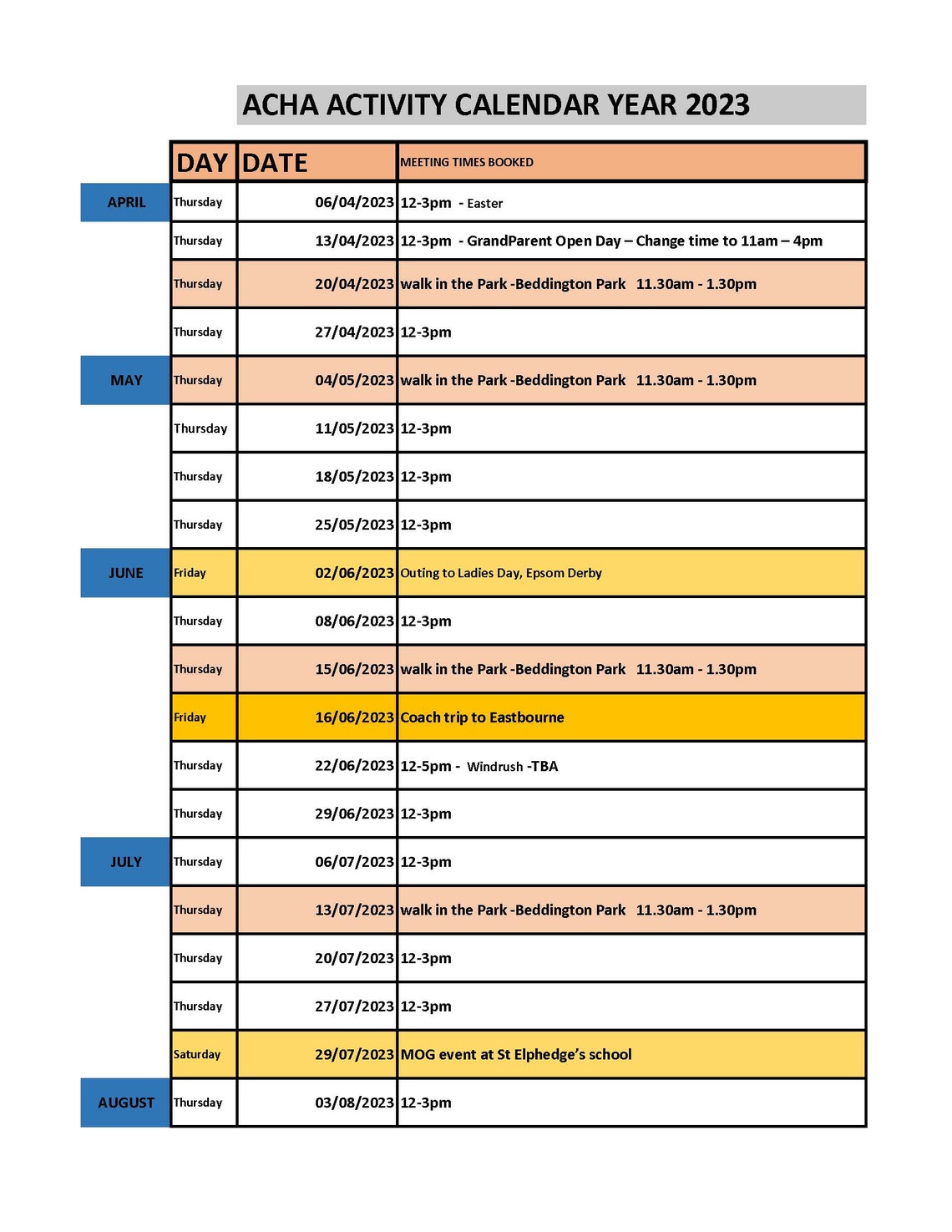 Calendar Apr Dec 2023